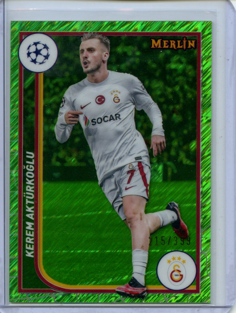 2023-24 Topps Merlin UEFA Kerem Akturkoglu Neon Green Shimmer 215/299