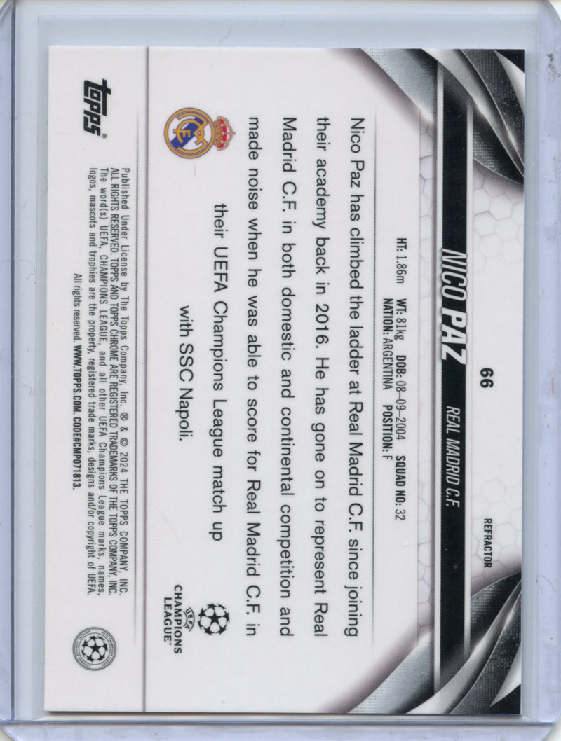 2023-24 Topps Chrome UEFA Nico Paz Refractor