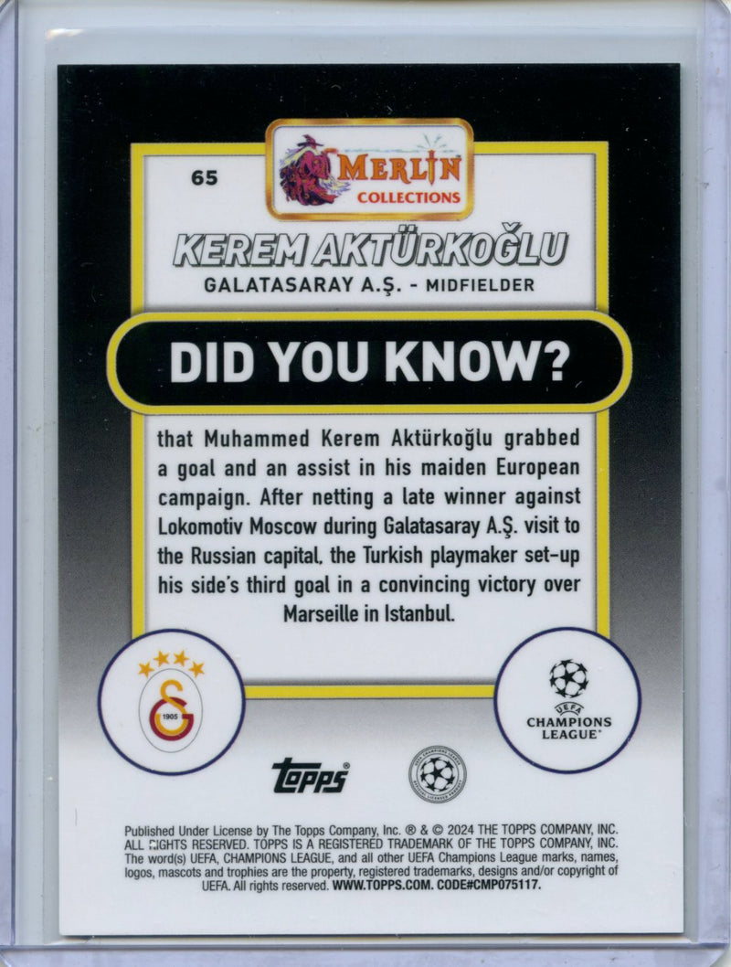 2023-24 Topps Merlin UEFA Kerem Akturkoglu Neon Green Shimmer 215/299