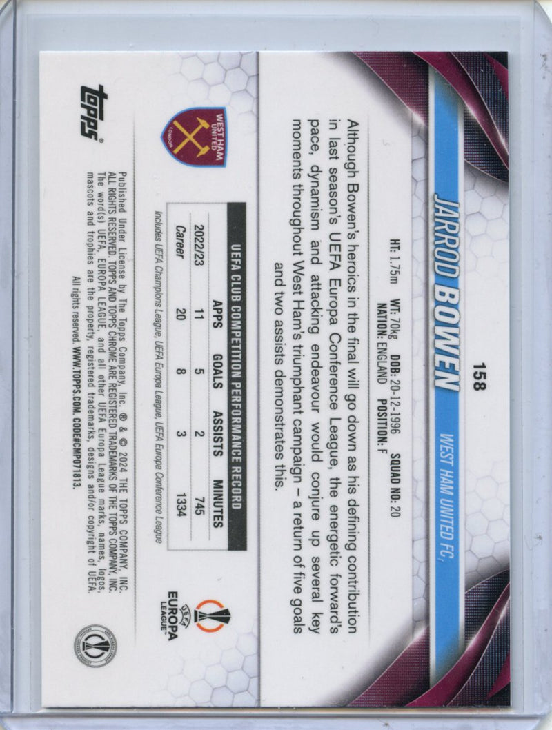 2023-24 Topps Chrome UEFA Jarrod Bowen Aqua Prism Refractor