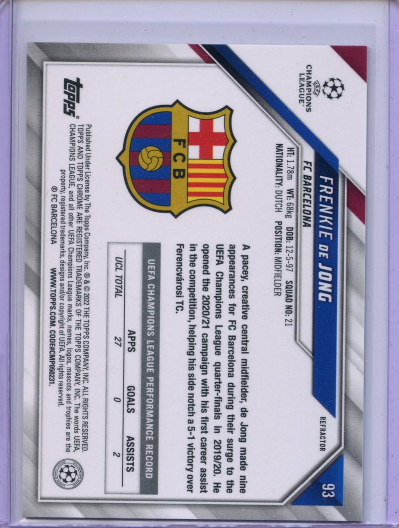 2021-22 Topps Chrome UEFA CL Frenkie De Jong Refractor