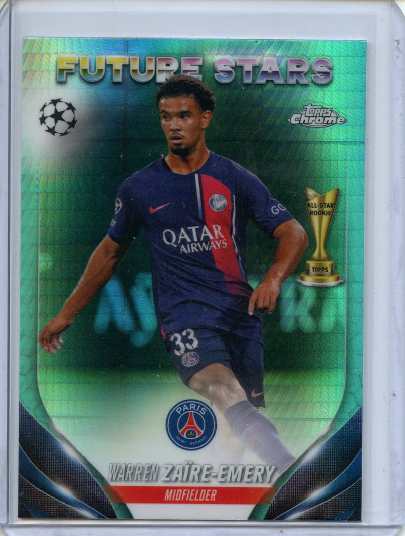 2023-24 Topps Chrome UEFA Warren Zaire-Emery Aqua Prism Refractor