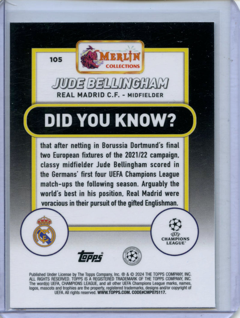 2023-24 Topps Merlin UEFA Jude Bellingham Aqua Prism