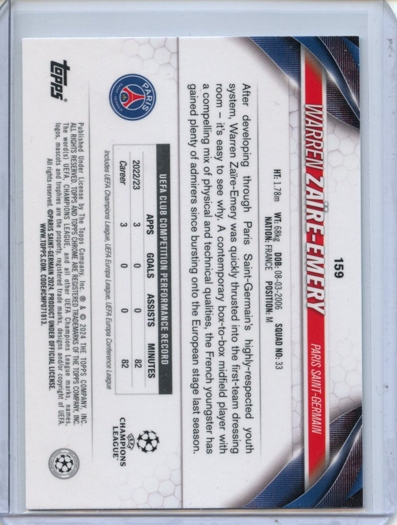 2023-24 Topps Chrome UEFA Warren Zaire-Emery Aqua Prism Refractor