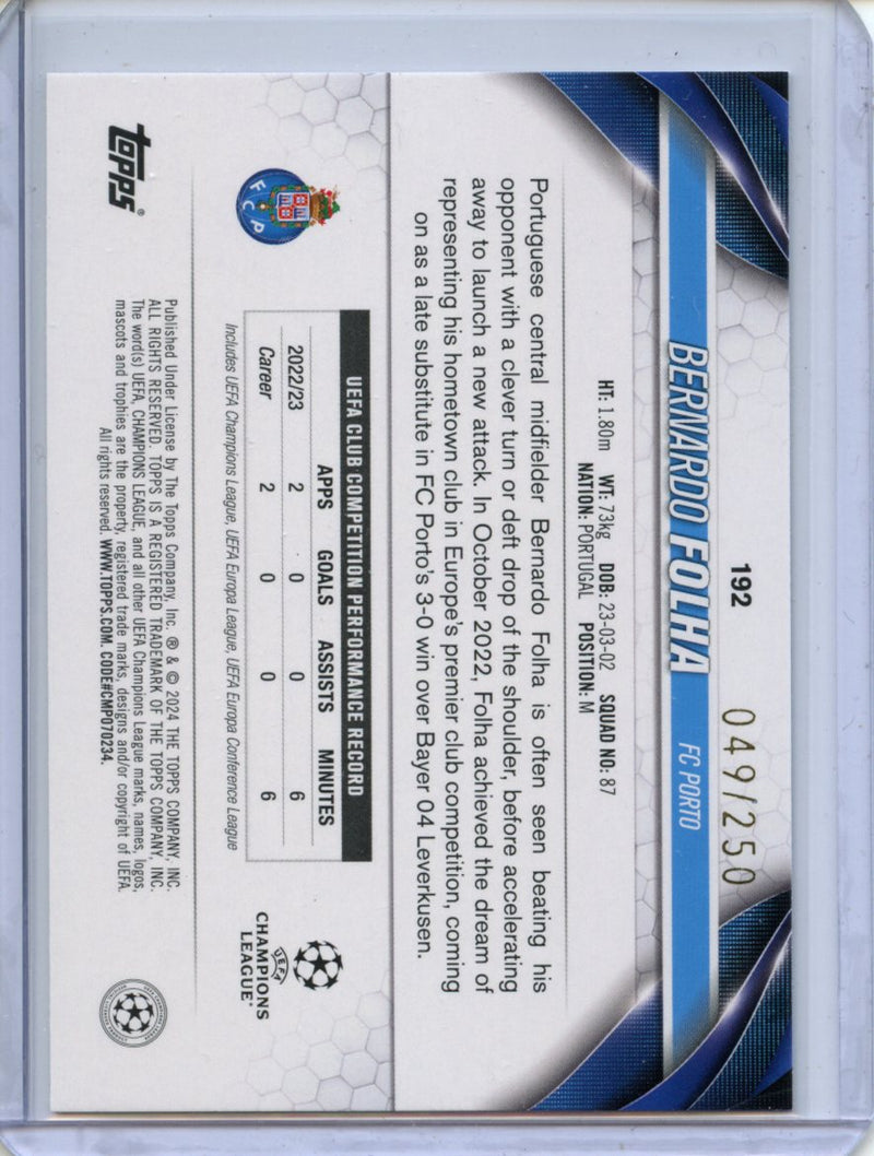 2023-24 Topps UEFA CC Bernardo Folha Navy Blue 49/250