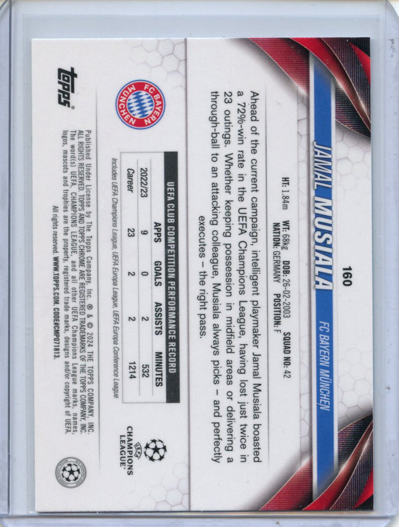 2023-24 Topps Chrome UEFA Jamal Musiala Aqua Prism Refractor