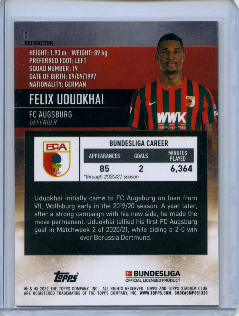 2021-22 Topps Bundesliga Stadium Club Chrome Felix Uduokhai Refractor