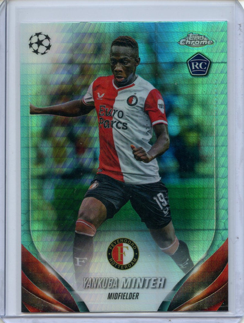 2023-24 Topps Chrome UEFA Yankuba Minteh Aqua Prism Refractor