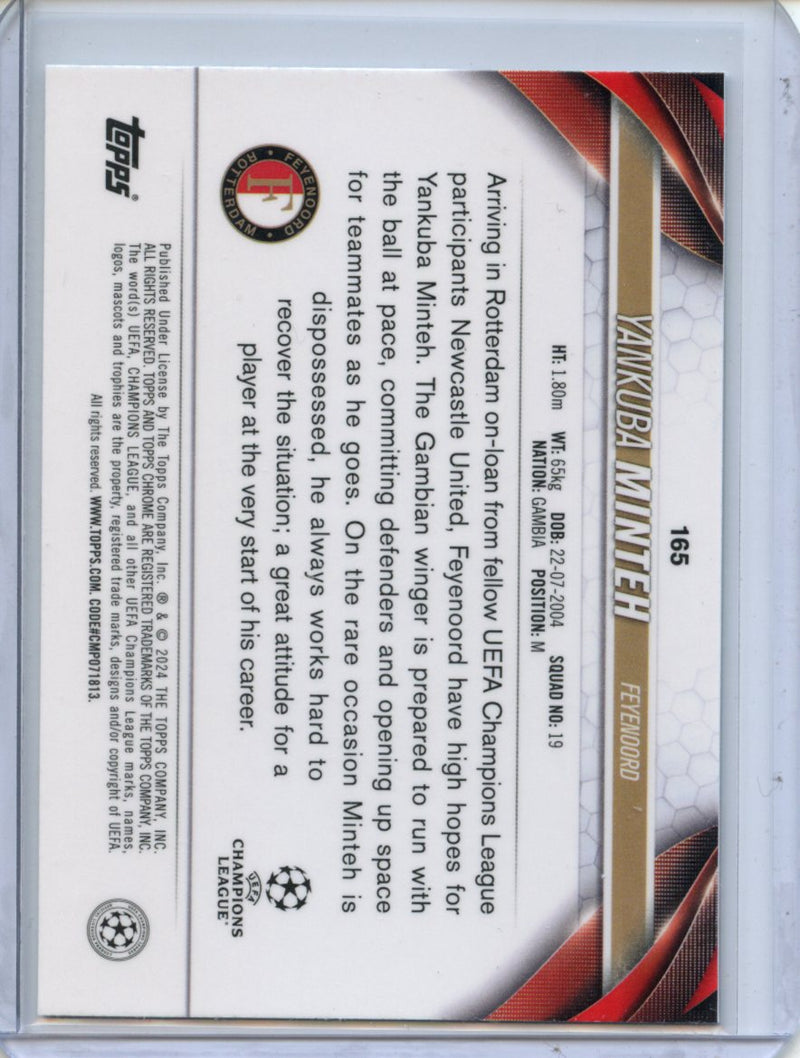 2023-24 Topps Chrome UEFA Yankuba Minteh Aqua Prism Refractor
