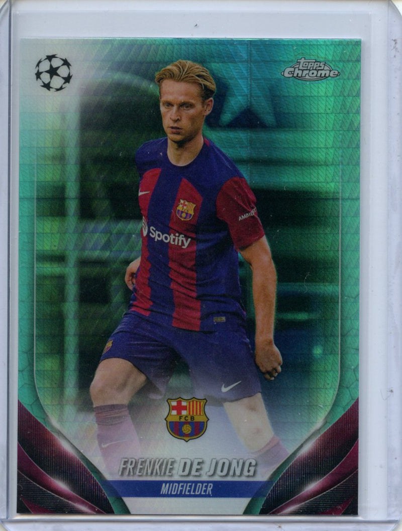 2023-24 Topps Chrome UEFA Frenkie de Jong Aqua Prism Refractor