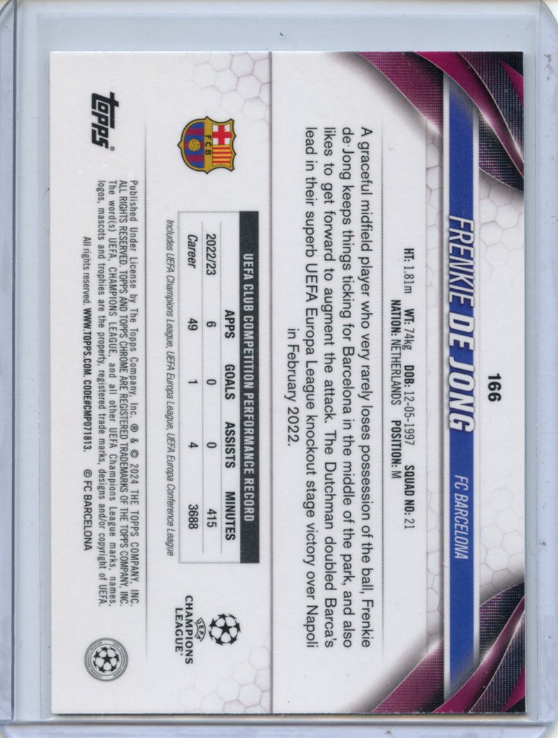 2023-24 Topps Chrome UEFA Frenkie de Jong Aqua Prism Refractor