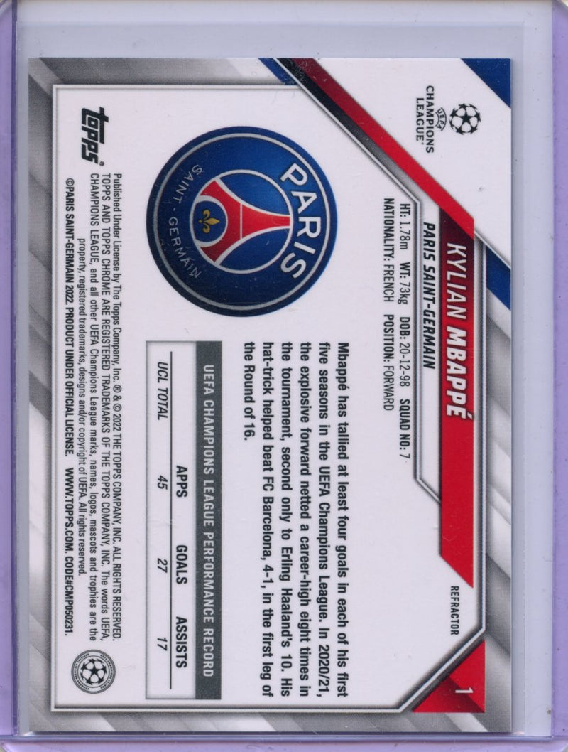 2021-22 Topps Chrome UEFA CL Kylian Mbappe Refractor