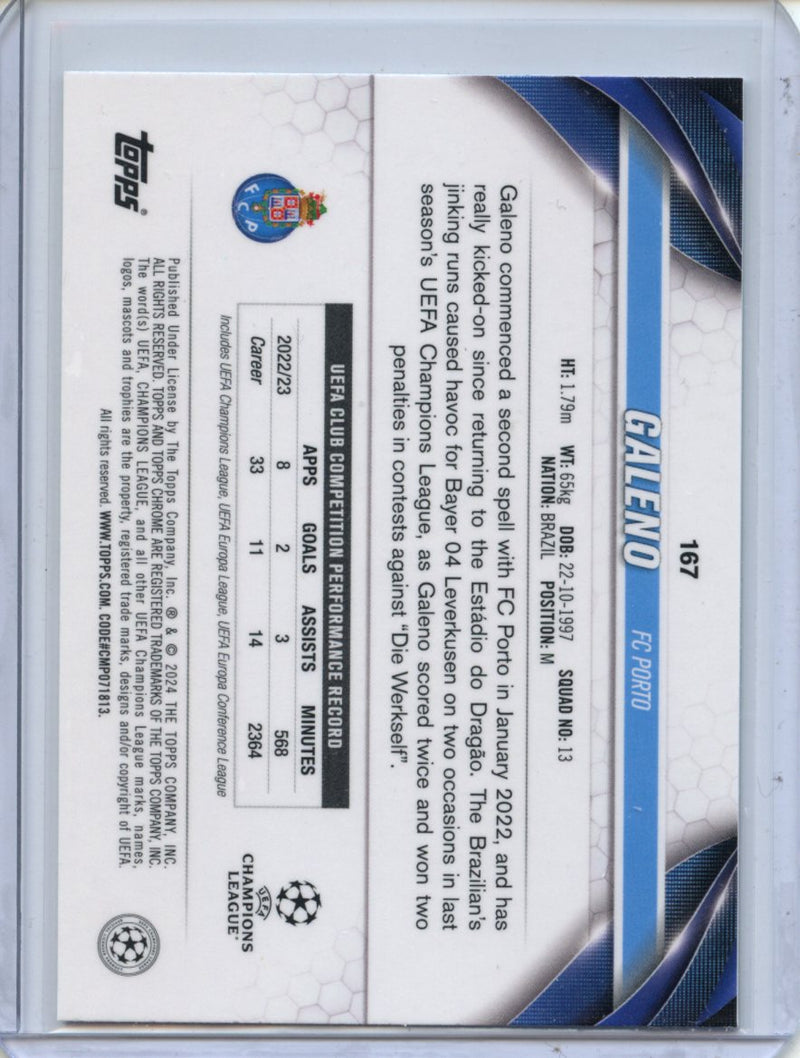 2023-24 Topps Chrome UEFA Galeno Aqua Prism Refractor