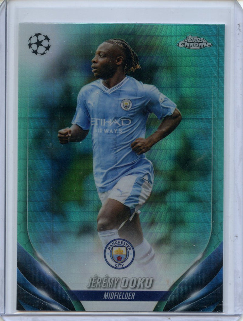 2023-24 Topps Chrome UEFA Jeremy Doku Aqua Prism Refractor