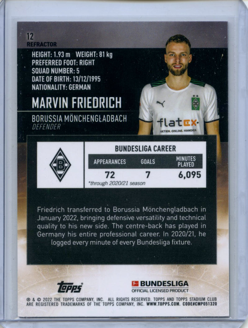 2021-22 Topps Bundesliga Stadium Club Chrome Marvin Friedrich Refractor