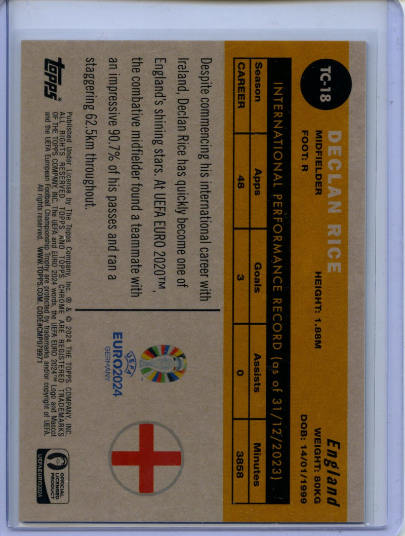 2024 Topps Chrome UEFA Euro Declan Rice 1960 Topps Chrome Blue 130/150