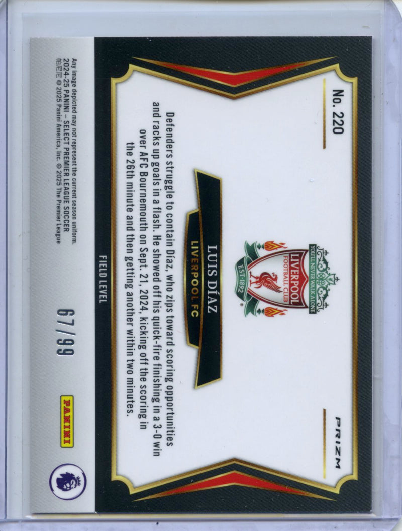 2024-25 Select Premier League Luiz Diaz Field Level Pink 67/99