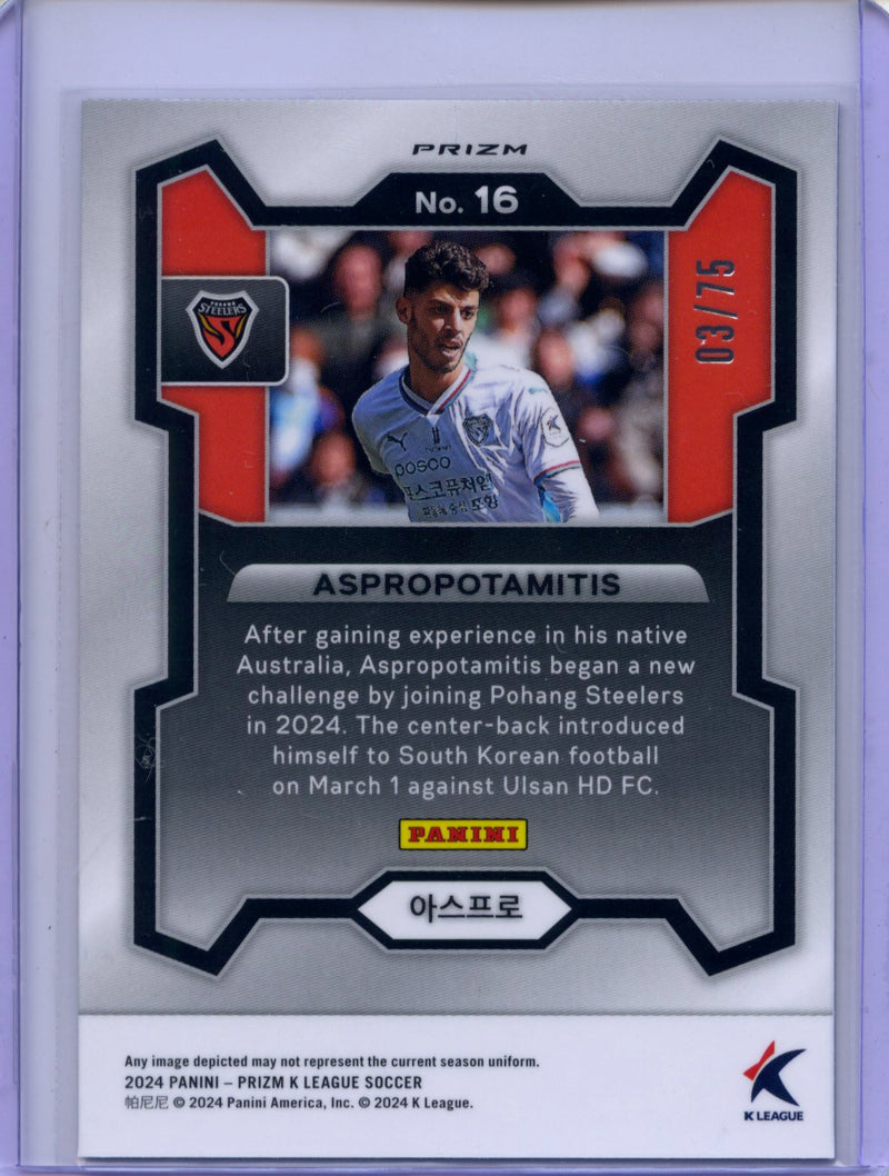 2024 Prizm K-League Soccer Aspropotamitis Blue Prizm 3/75