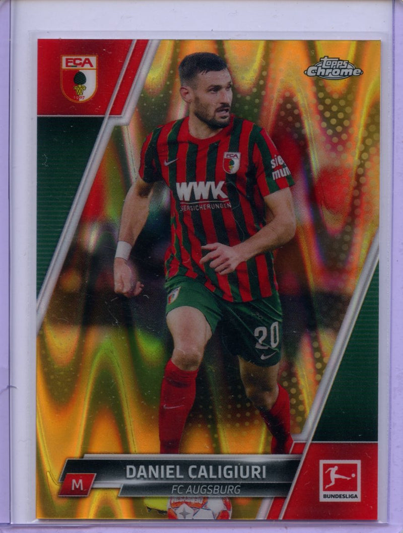 2021-22 Topps Chrome Bundesliga Soccer Daniel Caligiuri Gold RayWave