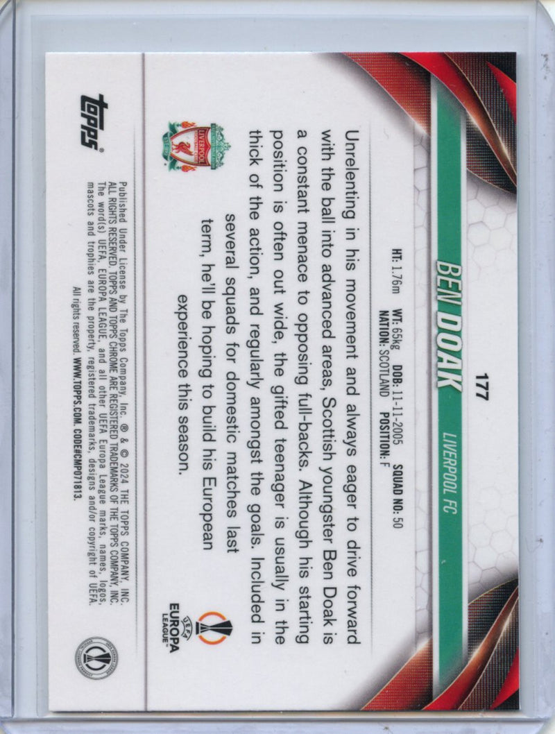 2023-24 Topps Chrome UEFA Ben Doak Aqua Prism Refractor