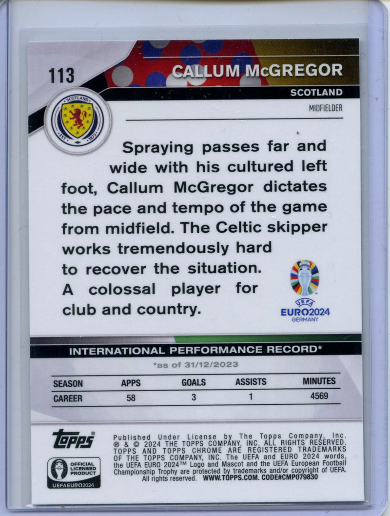 2024 Topps Chrome UEFA Euro Callum McGregor Aqua Refractor 136/199
