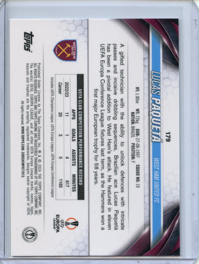 2023-24 Topps Chrome UEFA Lucas Paqueta Aqua Prism Refractor