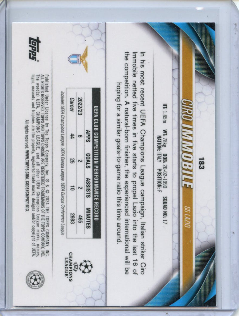 2023-24 Topps Chrome UEFA Ciro Immobile Aqua Prism Refractor