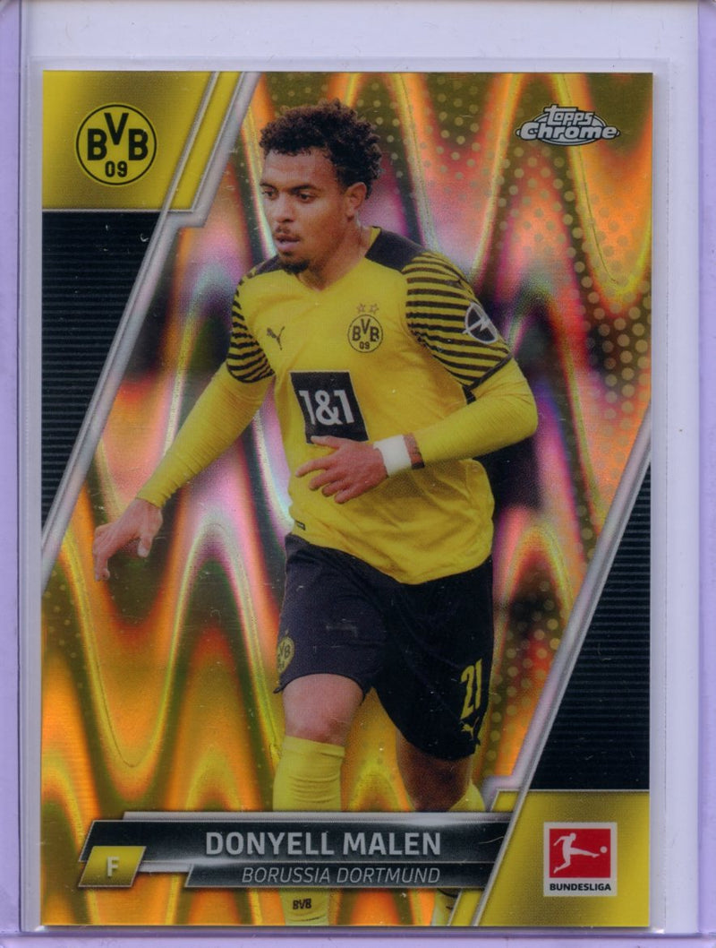 2021-22 Topps Chrome Bundesliga Soccer Donyell Malen Gold RayWave