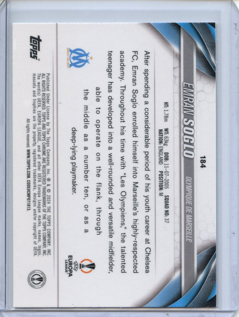 2023-24 Topps Chrome UEFA Emran Soglo Aqua Prism Refractor