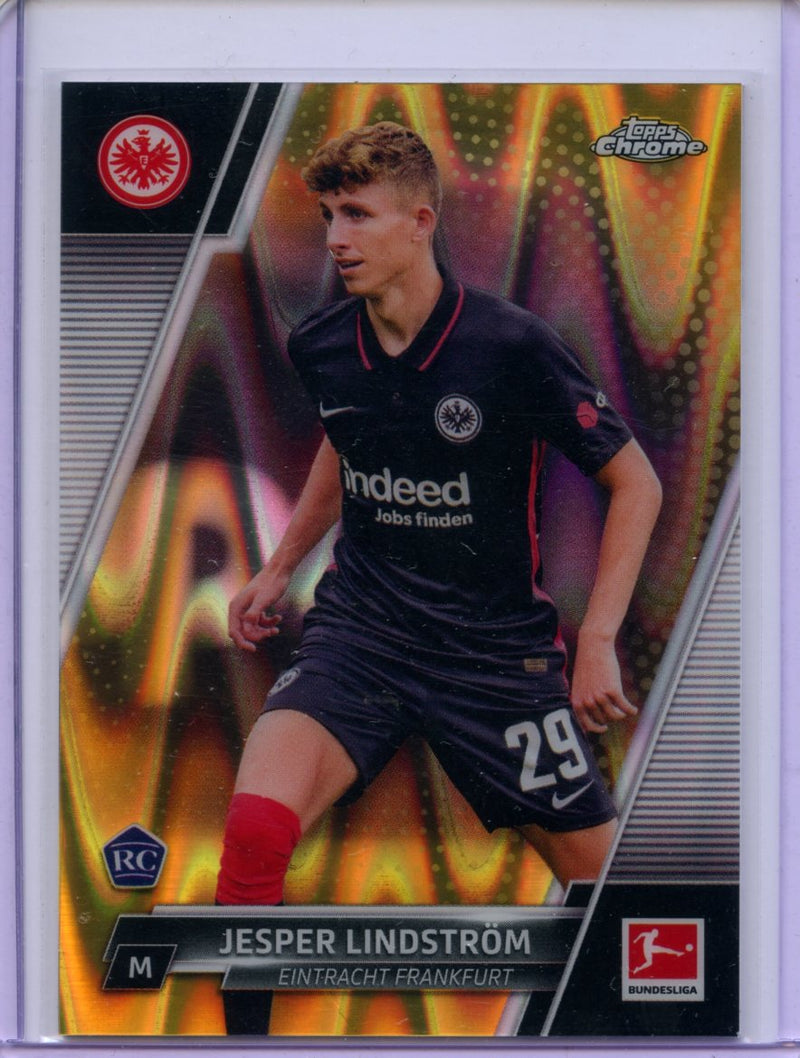 2021-22 Topps Chrome Bundesliga Soccer Jesper Lindstrom Gold RayWave