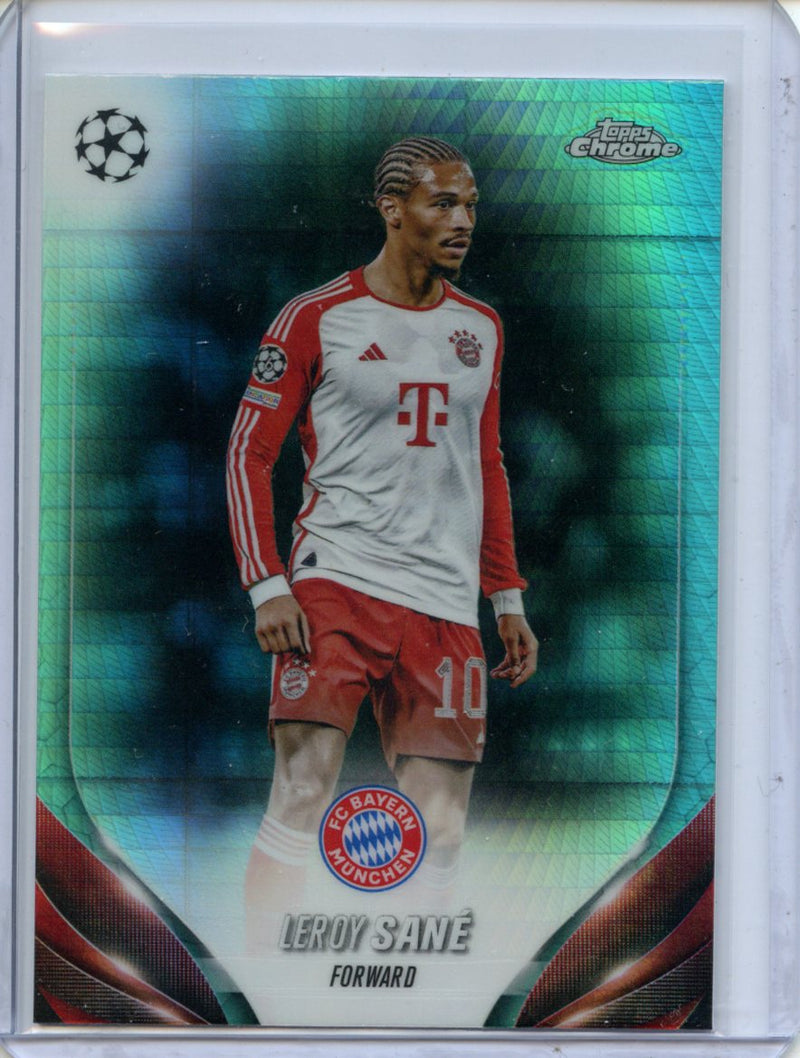 2023-24 Topps Chrome UEFA Leroy Sane Aqua Prism Refractor