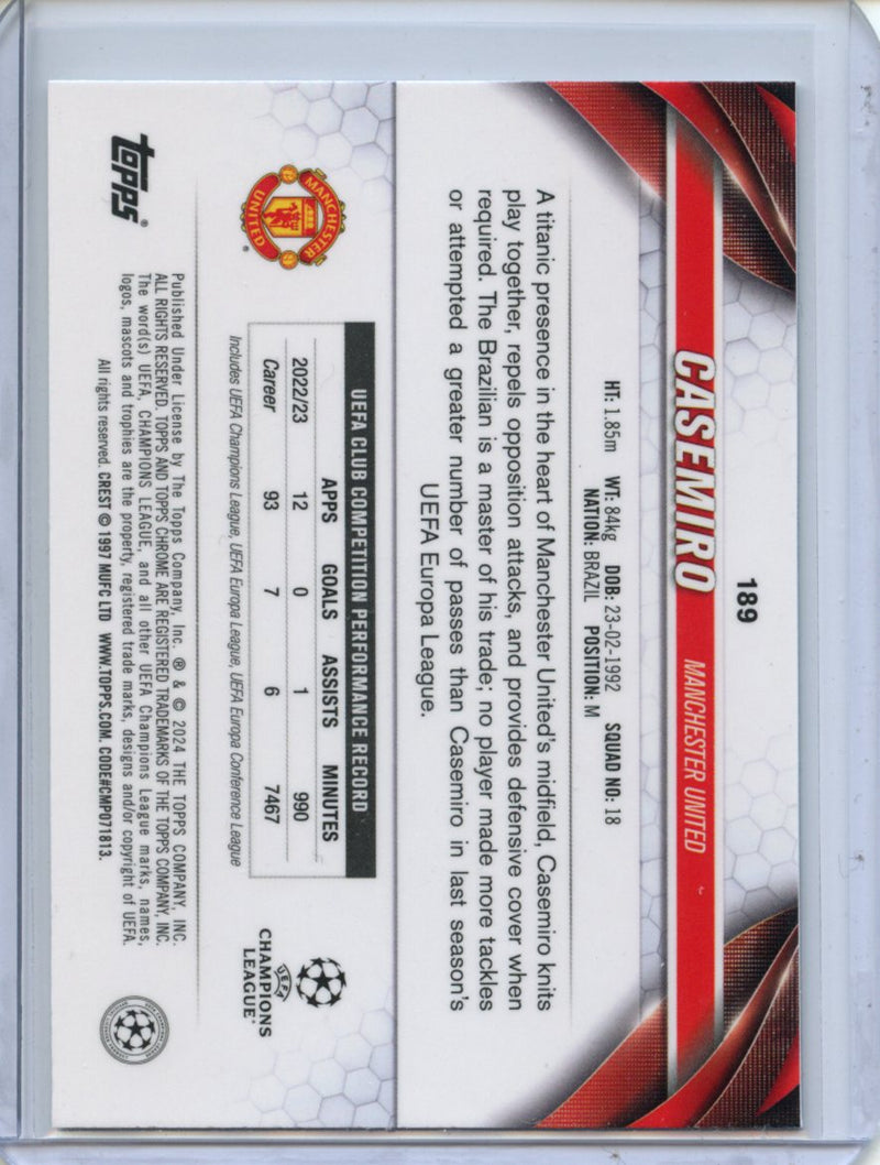 2023-24 Topps Chrome UEFA Casemiro Aqua Prism Refractor