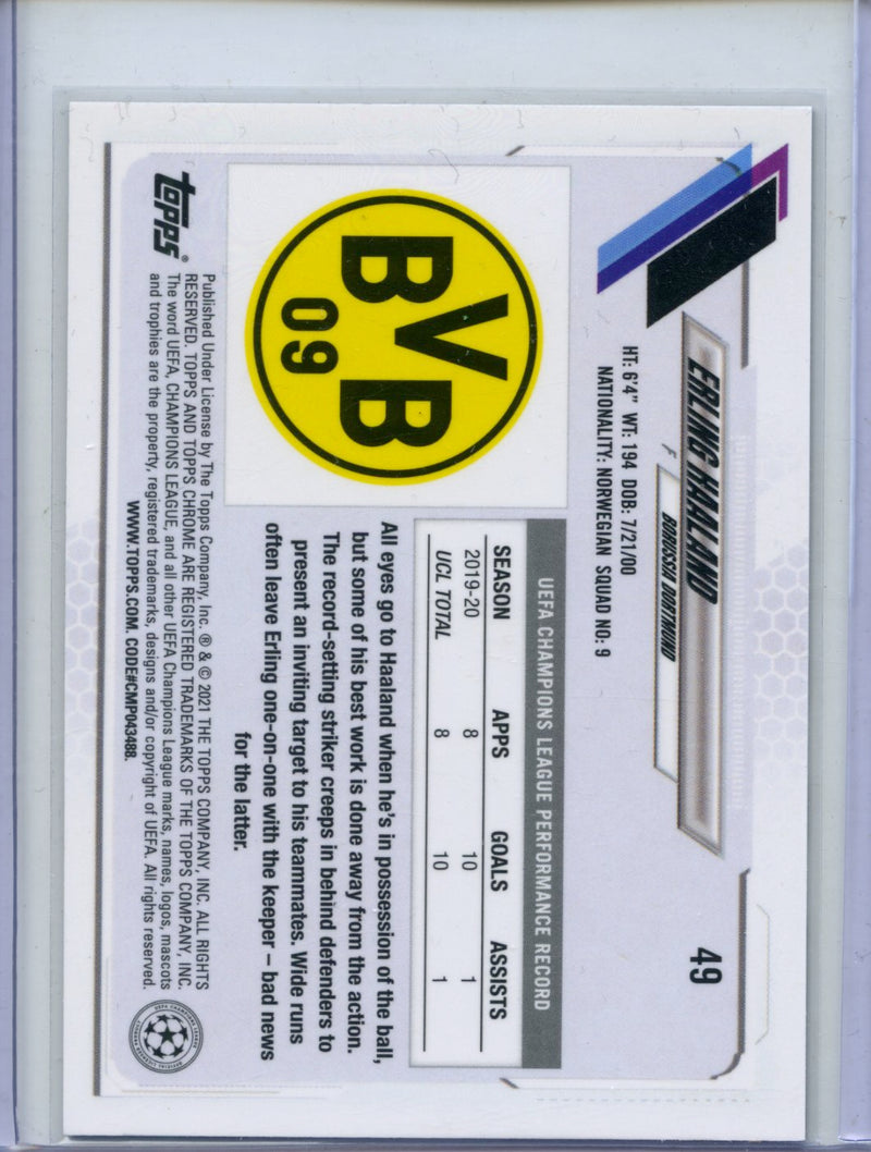 2020-21 Topps Chrome UEFA Erling Haaland Purple Carbon Fiber