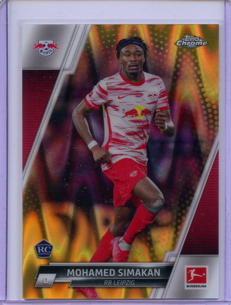 2021-22 Topps Chrome Bundesliga Soccer Mohamed Simakan Gold RayWave