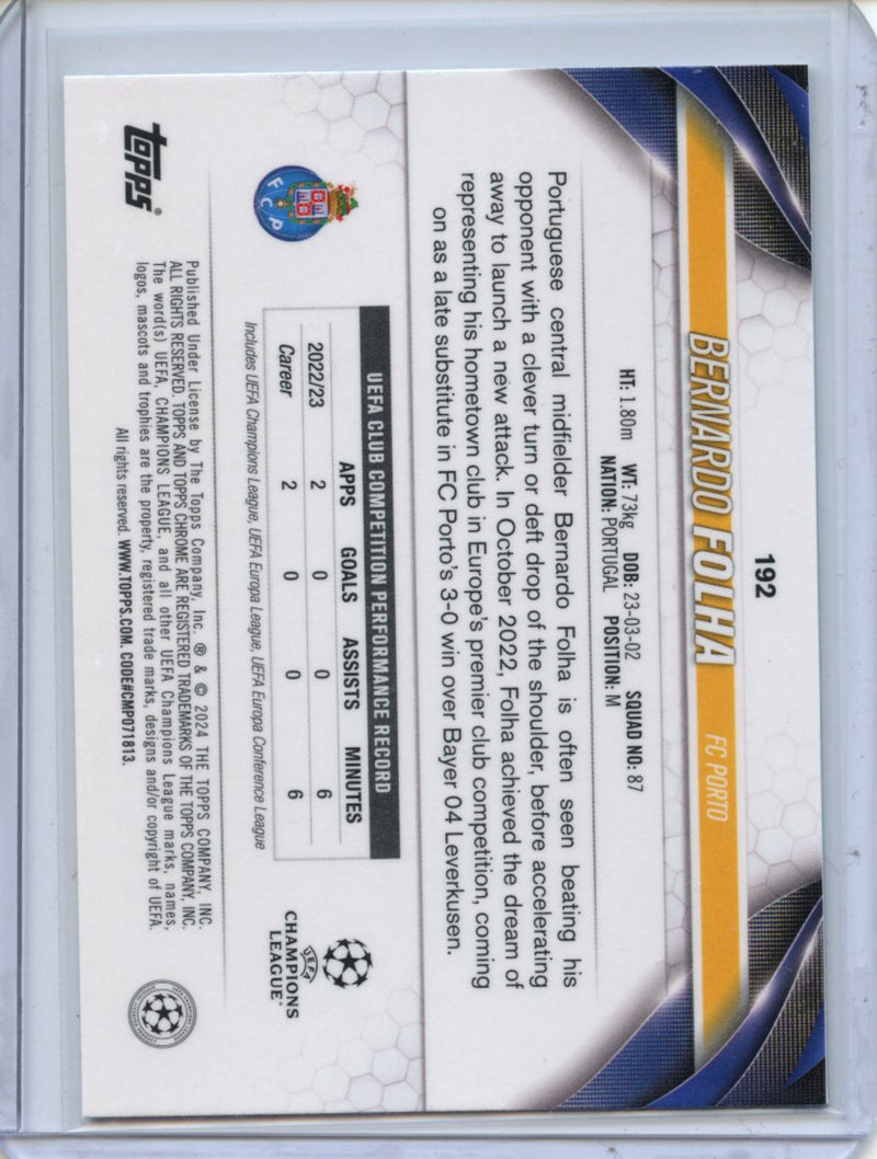 2023-24 Topps Chrome UEFA Bernardo Folha Aqua Prism Refractor