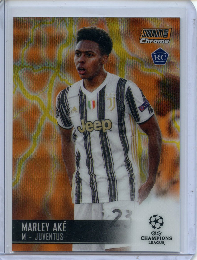 2020-21 Topps Stadium Club Chrome UEFA Champions League Marley Ake Orange Yellow Wave Refractor