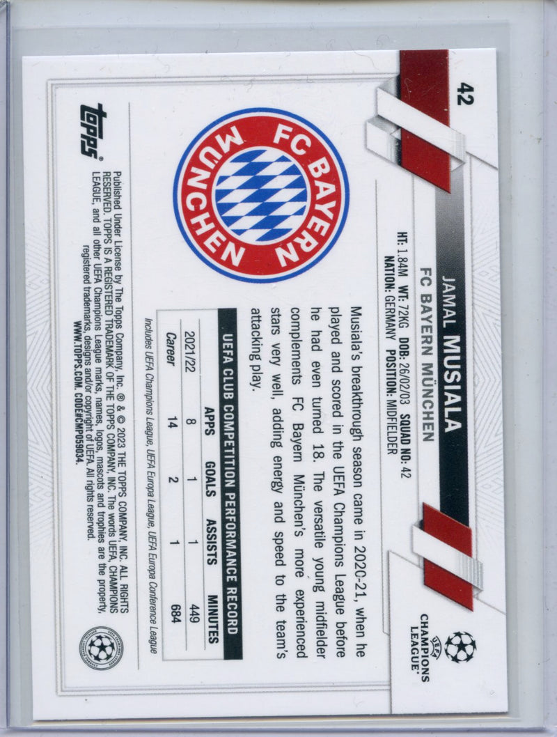 2022-23 Topps UEFA Club Competitions Jamal Musiala Pink Sparkle