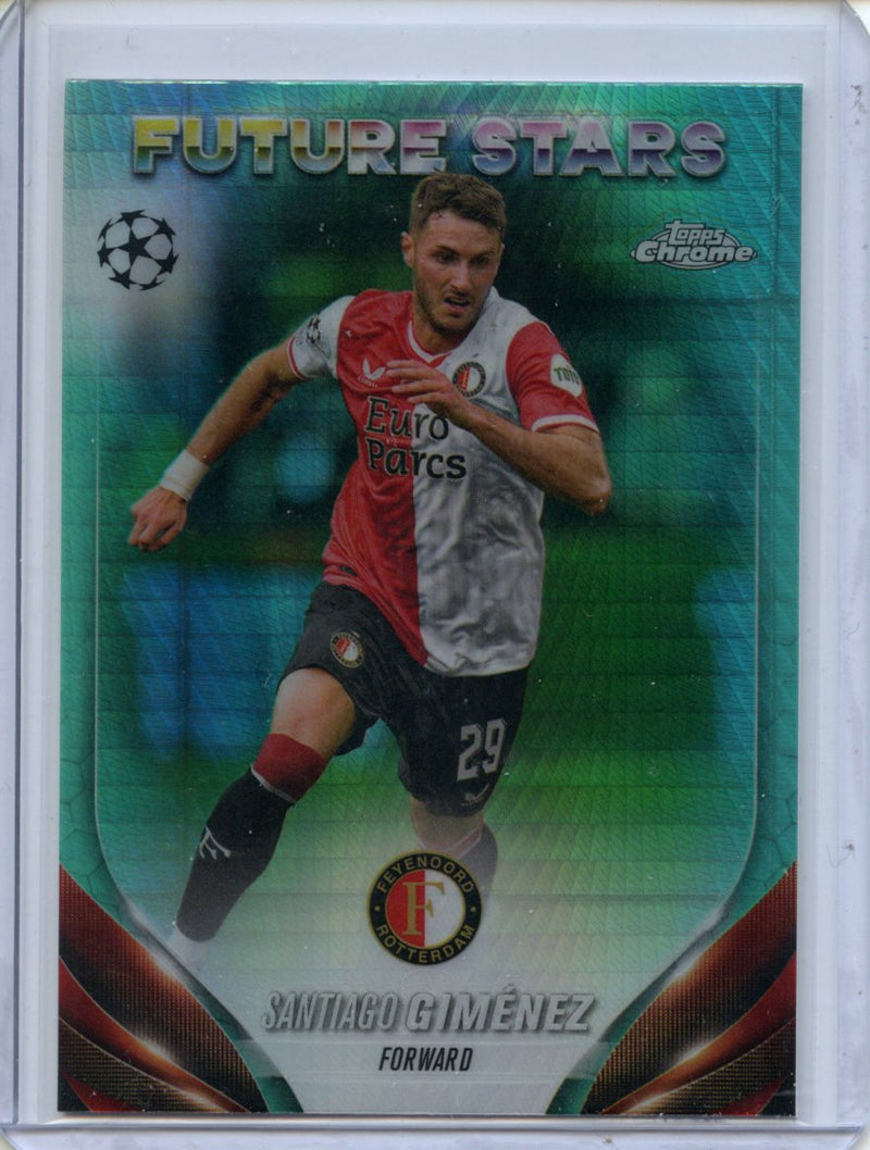 2023-24 Topps Chrome UEFA Santiago Gimenez Aqua Prism Refractor