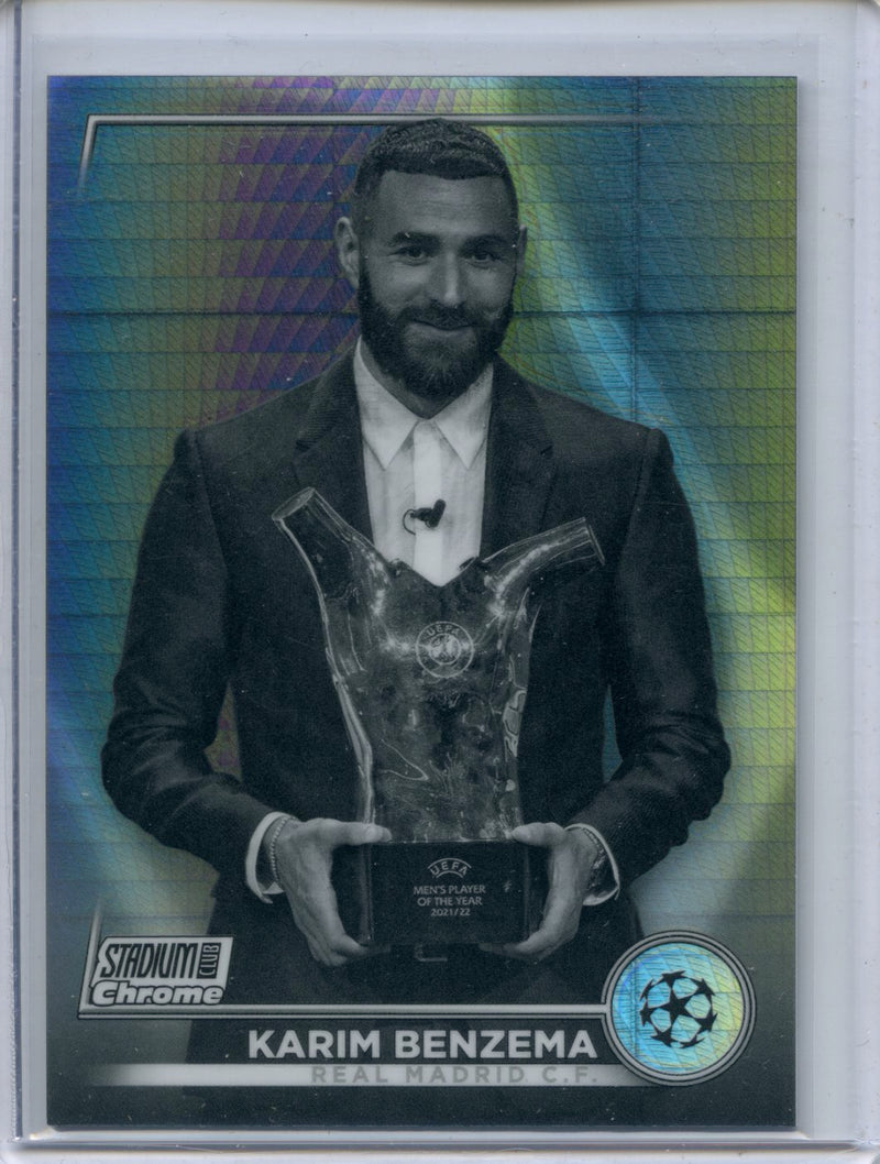 2022-23 Stadium Club Chrome UEFA Karim Benzema Black & White Prism 237/350