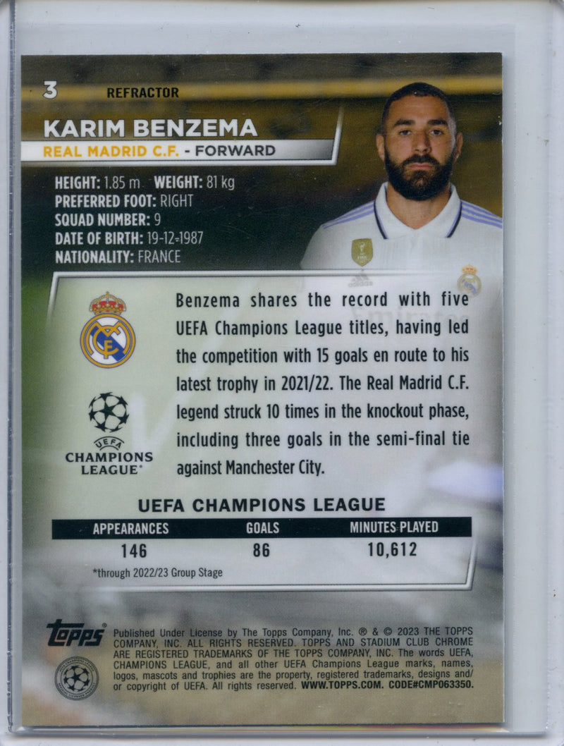 2022-23 Stadium Club Chrome UEFA CC Karim Benzema Refractor