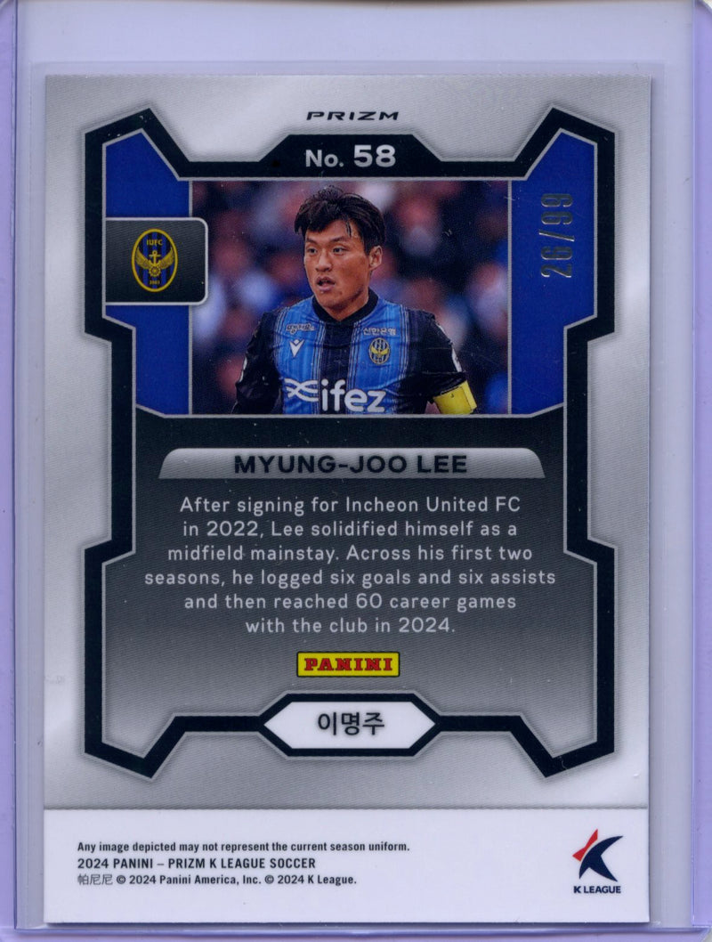 2024 Prizm K-League Soccer Myung-Joo Lee Red Prizm 26/99