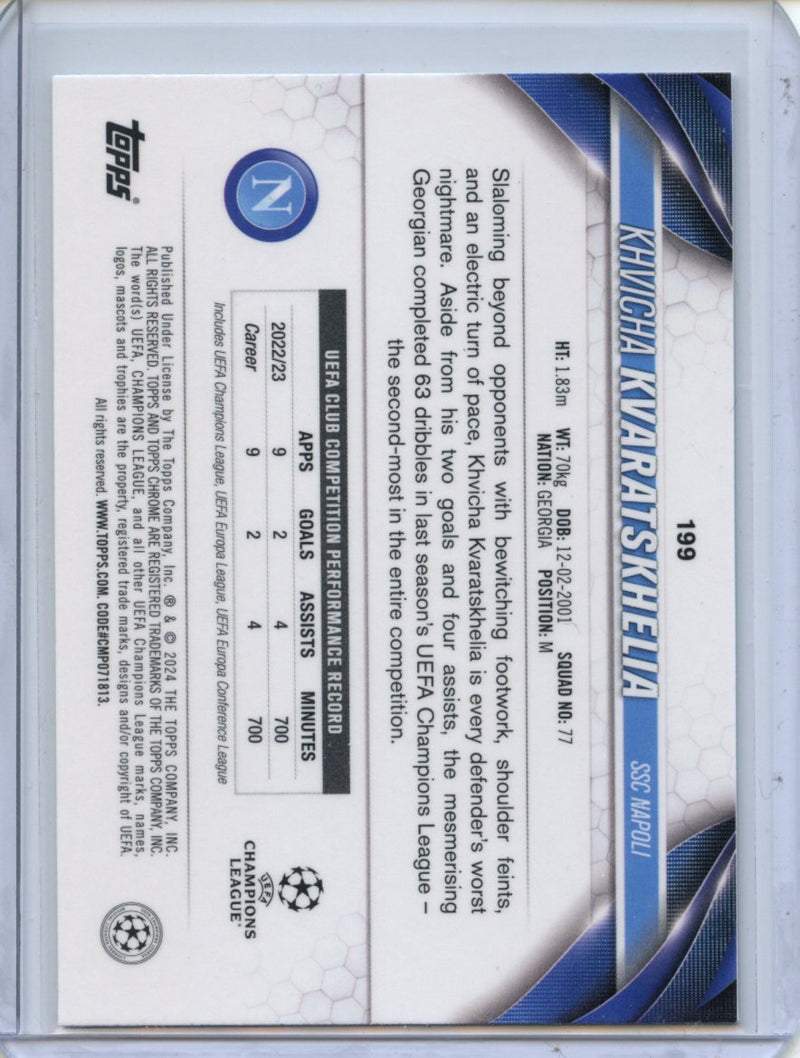 2023-24 Topps Chrome UEFA Khvicha Kvaratskhelia Aqua Prism Refractor