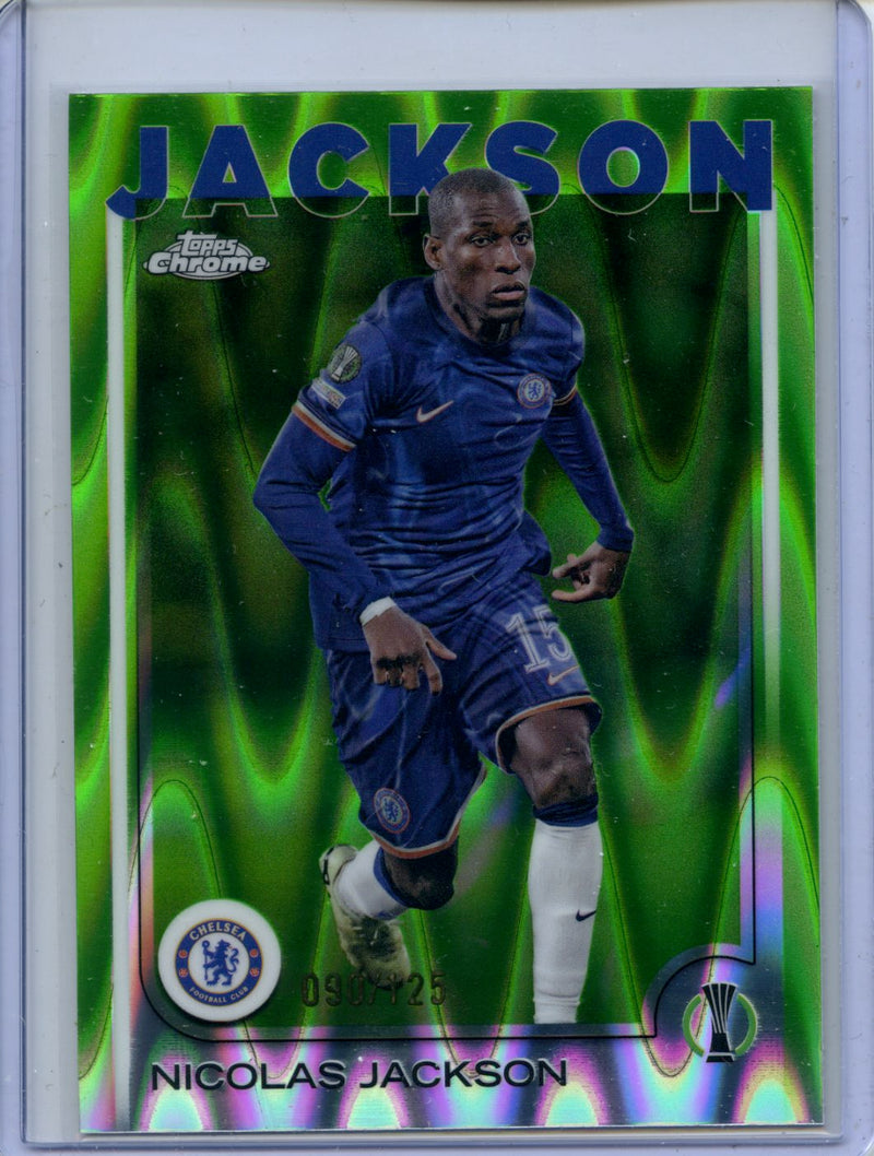 2024-25 Topps Chrome UEFA Club Comps Nicolas Jackson Neon Green RayWave 90/125
