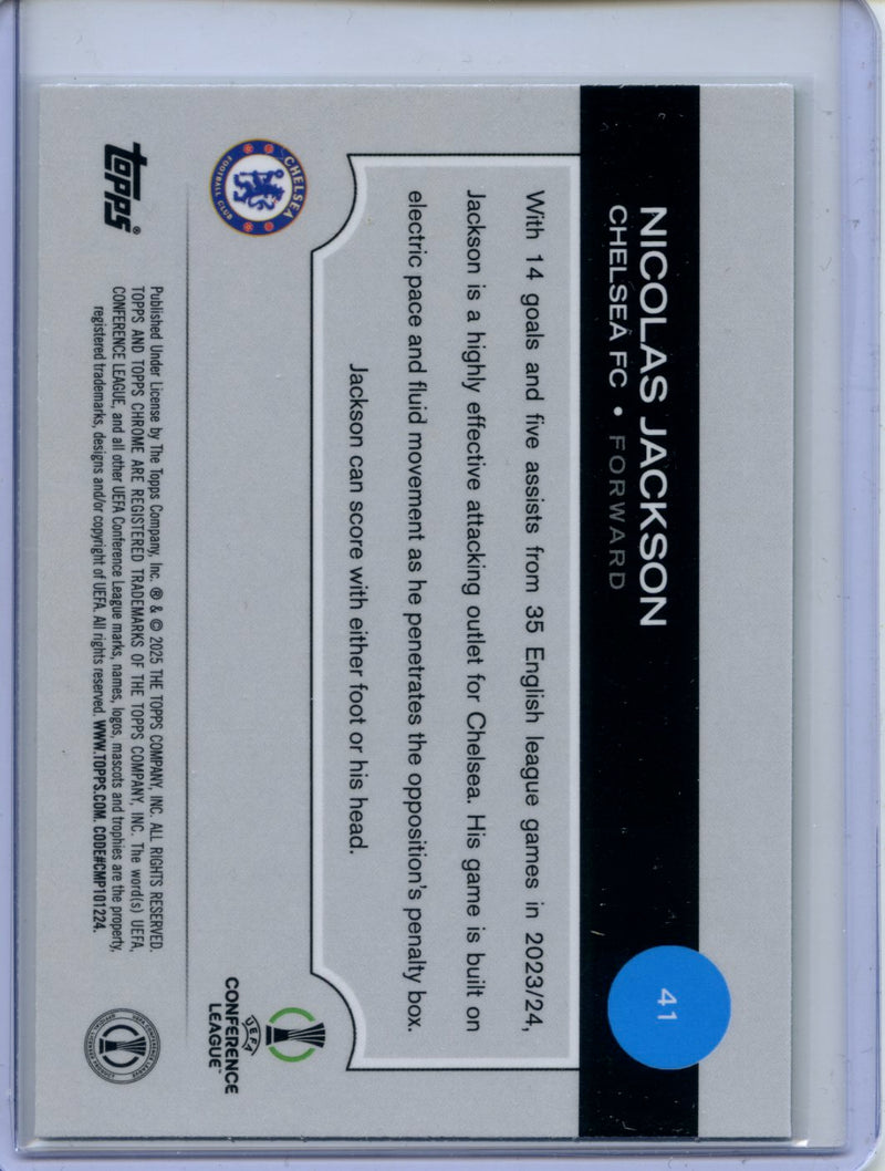 2024-25 Topps Chrome UEFA Club Comps Nicolas Jackson Neon Green RayWave 90/125
