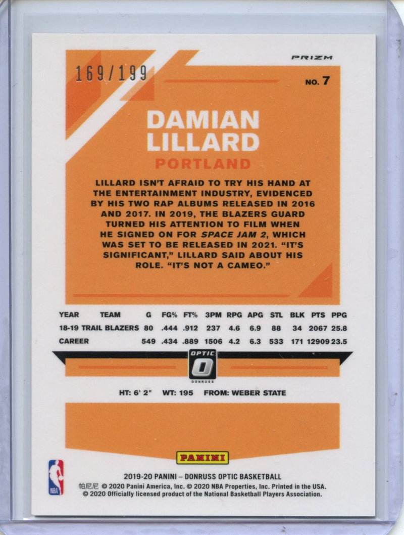 2019-20 Panini NBA Donruss Optic Damian Lillard Orange 169/199