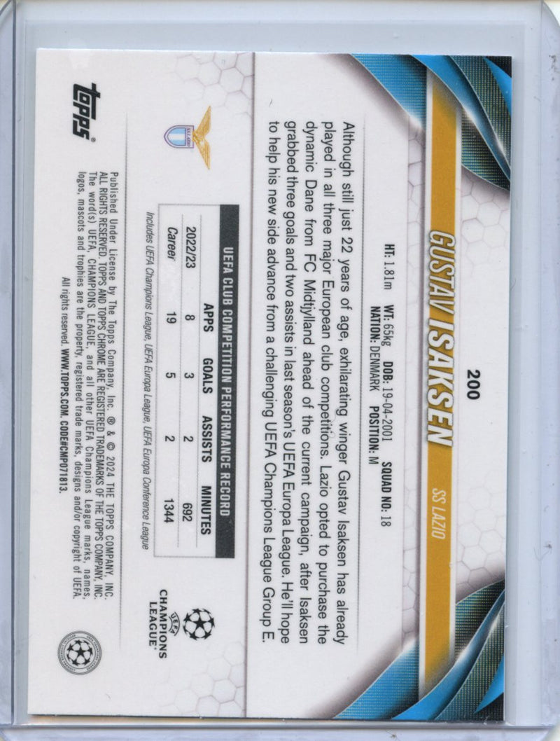 2023-24 Topps Chrome UEFA Gustav Isaksen Aqua Prism Refractor