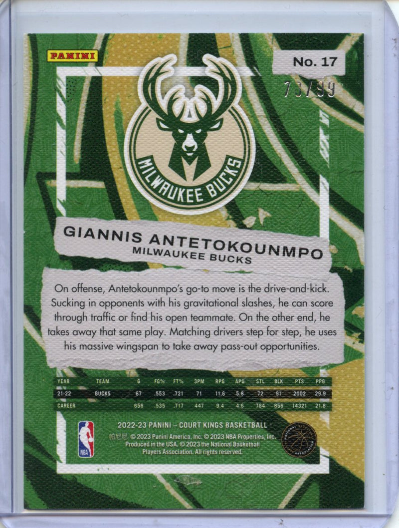 2022-23 Panini Court Kings Giannis Antetokounmpo Amethyst 70/99