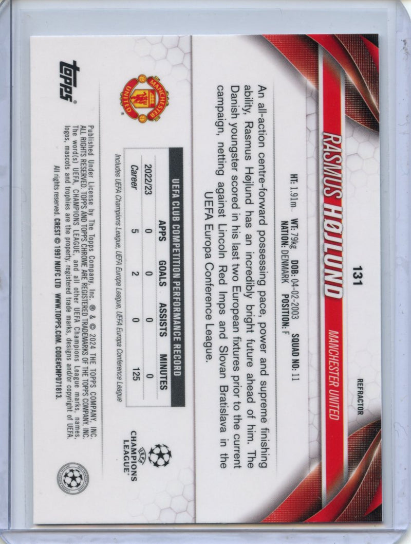 2023-24 Topps Chrome UEFA Rasmus Hojlund Refractor