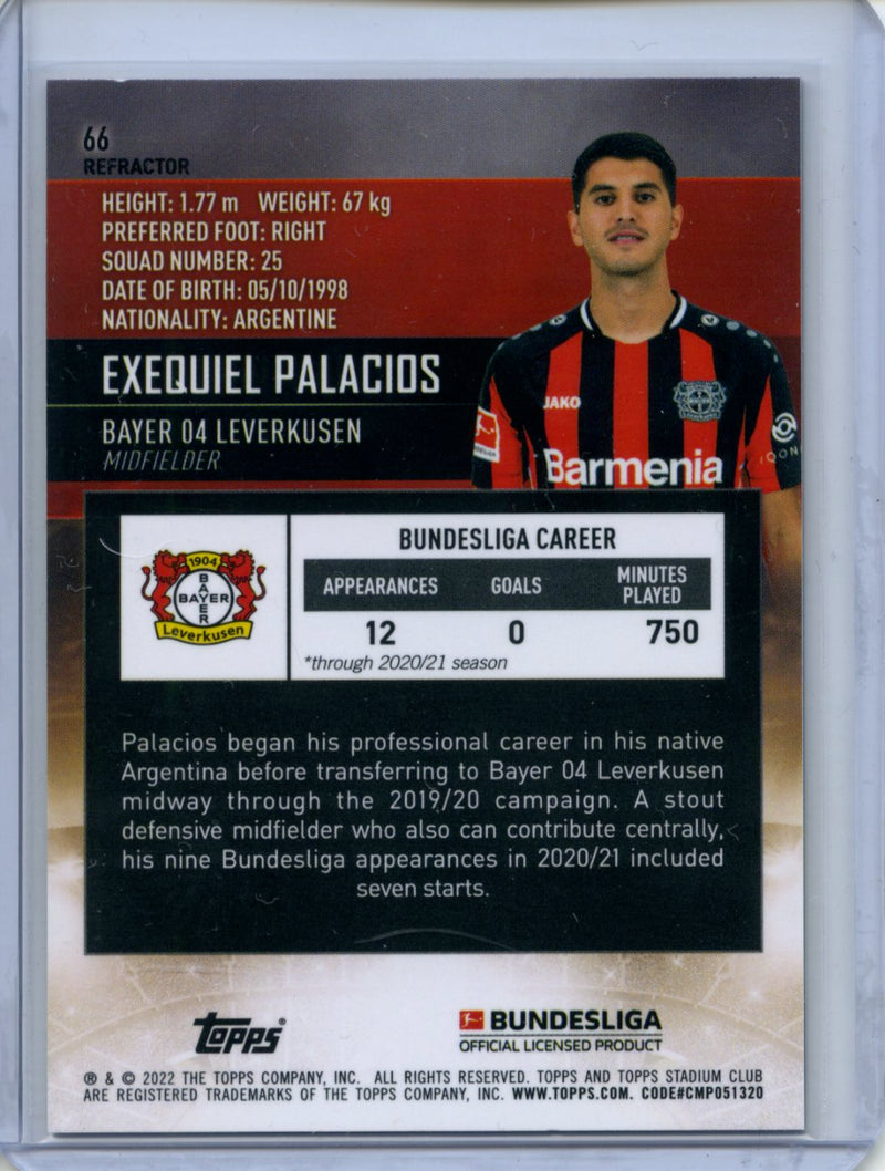 2021-22 Topps Bundesliga Stadium Club Chrome Exequiel Palacios Refractor