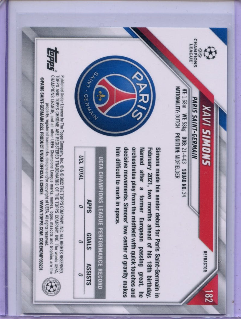 2021-22 Topps Chrome UEFA CL Xavi Simons Refractor